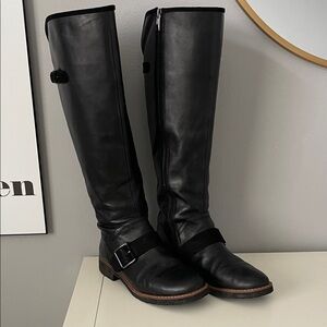 Franco Sarto Black Leather Knee-High Boots